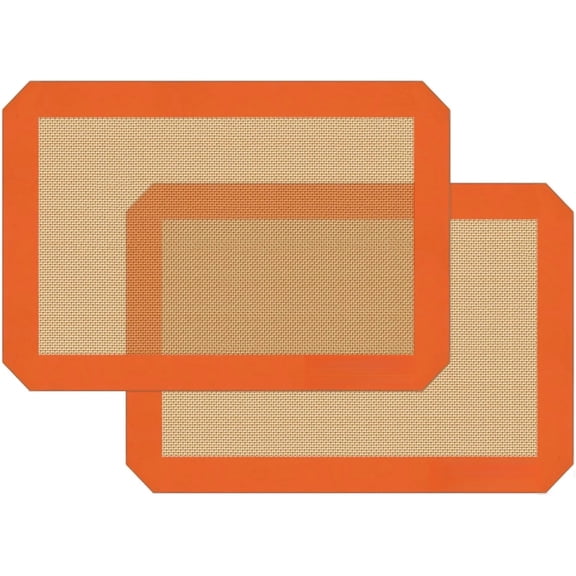 Silicone Baking Mats Set of 2 - 9 x 13 inch Non-Stick Food-Grade Baking Sheet Liners, Heat Resistant 500F