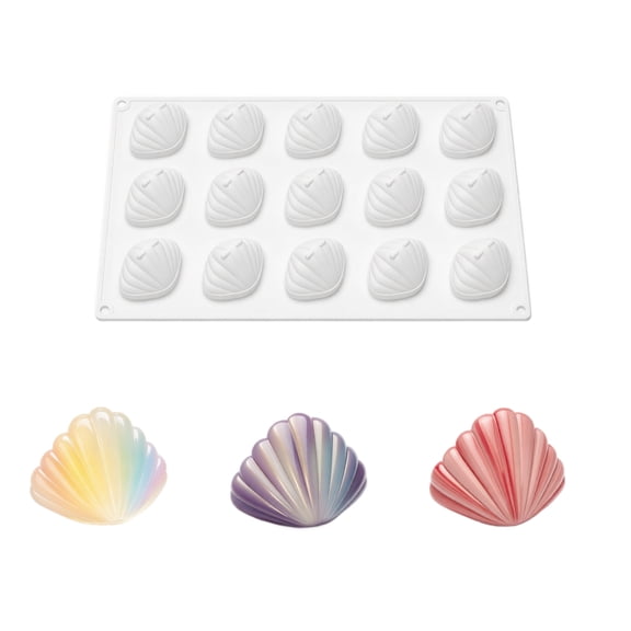 Silicone Baking Mold 15 Cavity Scallop Shell Shape for Homemade Treats