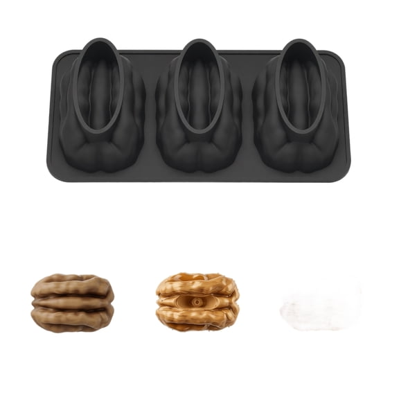 Silicone Baking Mold, 3.0 Inch Walnut Shape Food Grade Non-Stick Mousse Cake Mold For Kitchen Homemade Dessert Baking, 1 Pack Black