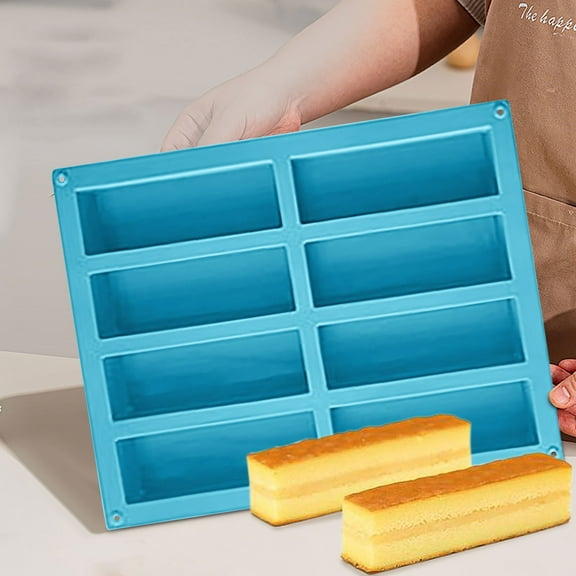 Silicone Baking Mold Under 5 ! Yannianjz Chocolate Mold Energy Bar Mold Reusable Baking Pan for Oven Freezer 8 Cavity for Nutrition Bars Cereal Bars Chocolate Truffles Bread Loaf Non Stick Flexible