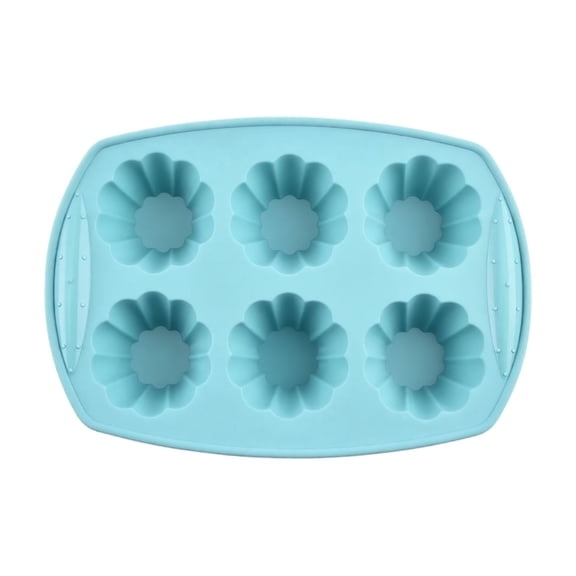 Silicone Baking Mold,6-Cavity Non-Stick Flower Pan,Heat Resistant for Petit Fours & Scones,Perfect Gift for Bakers & Tea Lovers (Green)