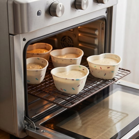 Silicone Baking Molds - Non-Stick Reusable Steaming Dessert Molds for Muffin, Cupcake, Bread, Cake, Jelly, Pudding