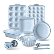 COOK WITH COLOR 17-Pc Silicone Baking Set, Non Stick Baking Pan Set with Sturdy Metal Frame, Blue