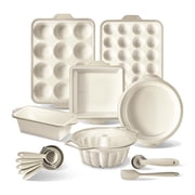 COOK WITH COLOR 17-Pc Silicone Baking Set, Non Stick Baking Pan Set with Sturdy Metal Frame, Taupe