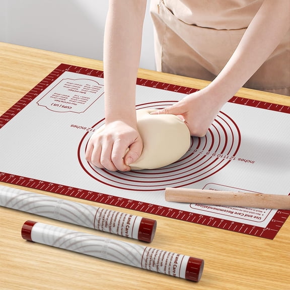 Silicone Baking Pastrty Mat 24" x 32" Non Stick Food-grade Dough Rolling Mat with Measurement, Reusable Nonslip Fondant Counter Oven Mat Sheet for Making Cookies Macarons Bread