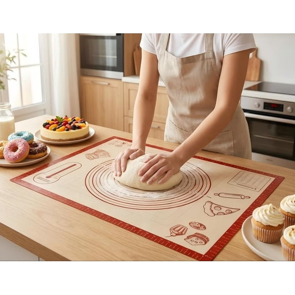 Silicone Baking Pastry Dough Mat - 28x20Inch Extra Large Cookie Bread Rolling Mats Sheet, Nonstick Kitchen Counter Kneading Board, Thick Reusable Pie Cookies Pizza Fondant Making Matt