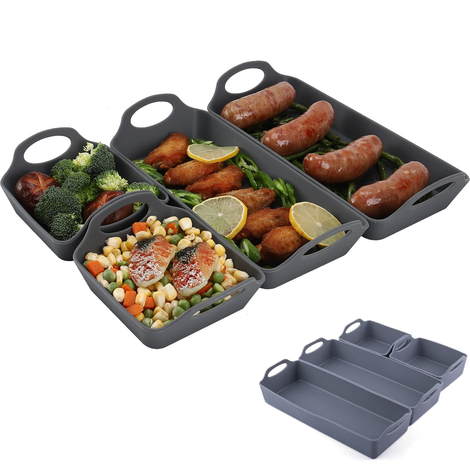 4 Pcs Silicone Baking Sheet Pan Dividers , Sturdy Heatproof Handles