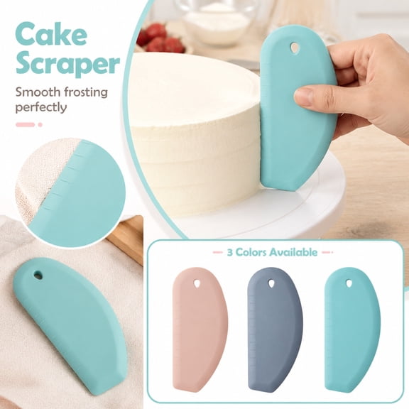 Silicone Baking Tool, Dough Scraper, Bench Scraper Kitchen, Cake Scraper Smoother, Scraper Tool, Gray 7X3 Inch Measuring Marked Silicone Scraper Cutter, Multi-Use Prep Kitchen