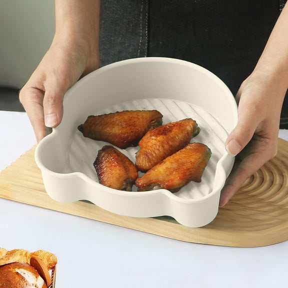 Silicone Baking Tray Nonstick High-Temperature Pan • Microwave Oven Air Fryer Compatible • Easy-Release Textured Surface • Handles • Household Baking Tool