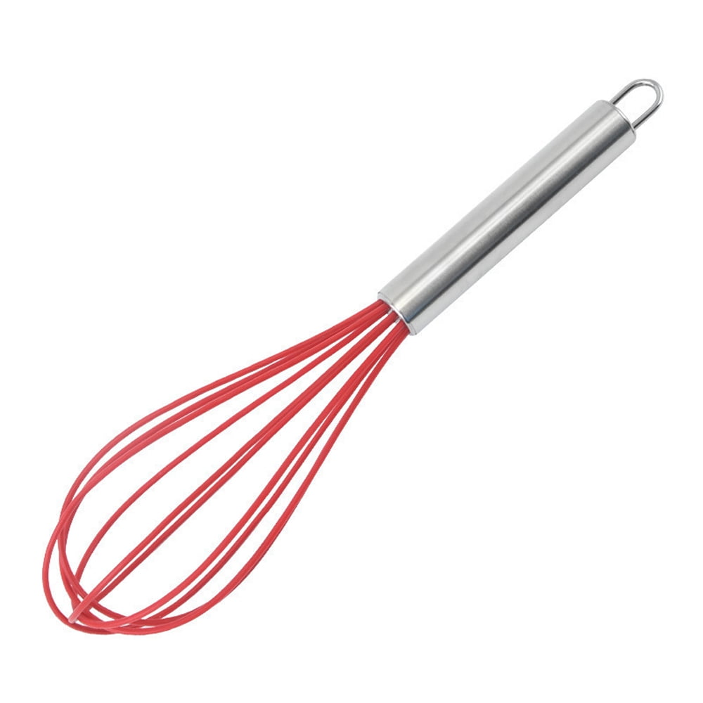 Walfos 8.5 Red Silicone Whisk Stainless Steel Wire Whisk Heat Resistant Kitchen  Whisks for Non-Stick Cookware Balloon Egg - AliExpress