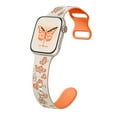 thumbnail image 1 of Silicone Band for Apple Watch 38mm 40mm 41mm 42mm (S10), Cute Butterflies Floral Engraved Soft Sport Band Adjustable For Apple Watch Series 10 9 8 7 6 5 4 3 2 1 SE, Orange, 1 of 6