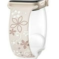 thumbnail image 1 of Pozyie  Floral Engraved Bands for with Apple Watch 42/44/45/46/49mm for Women,Cute Flower Soft Silicone Sport Strap for iWatch Series ，Star White, 1 of 5