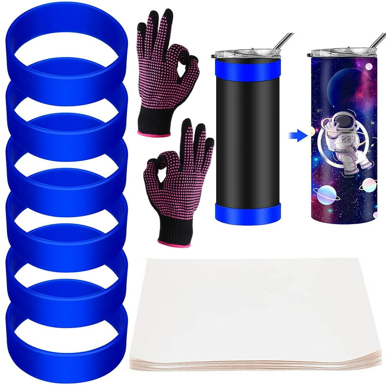 Silicone Bands Elastic Heat Resistant Sublimation Paper Holder Ring Band  Tight-Fitting Water Bottle Bands with A4 Sublimation Paper for Wrapping  Cups