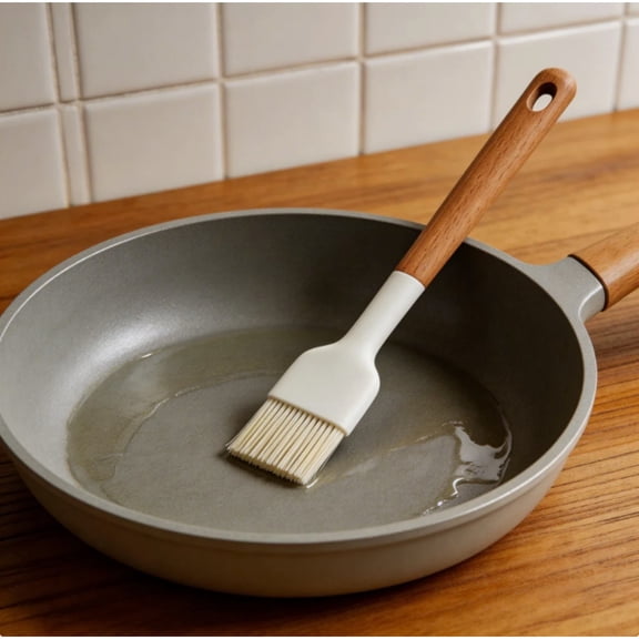 Silicone Basting Brush With Wood Handle Heat Resistant Pastry Brush Non Stick Grease Applicator For Kitchen Baking Bbq(White-27.5Cm)