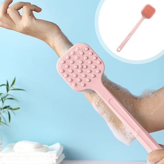 Silicone Bath Brush with Long Handle for Back Scrubbing and Massage Gentle Exfoliation and Skin Stimulation for Spa Quality Relaxation At Home Topliu