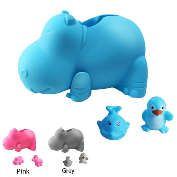 Silicone Bath Spout Cover - Bathtub Faucet Cover for Kids - Protector for Baby - Blue Hippo - Bathroom Accessories - Free Toys