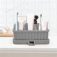 thumbnail image 1 of Silicone Bathroom Countertop Toothbrush Holder and Toothpaste Organizer with Drip Tray, 6-Compartment Toiletry and Makeup Storage Caddy, 1 of 6