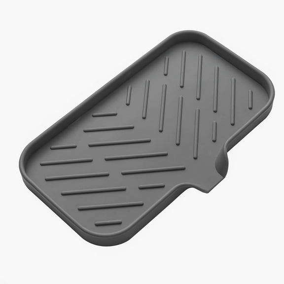 Silicone Bathroom Soap Dish with Drain Spout, Multi-Use for Sponge/Bottle/Cup, Raised Edge, Food Grade