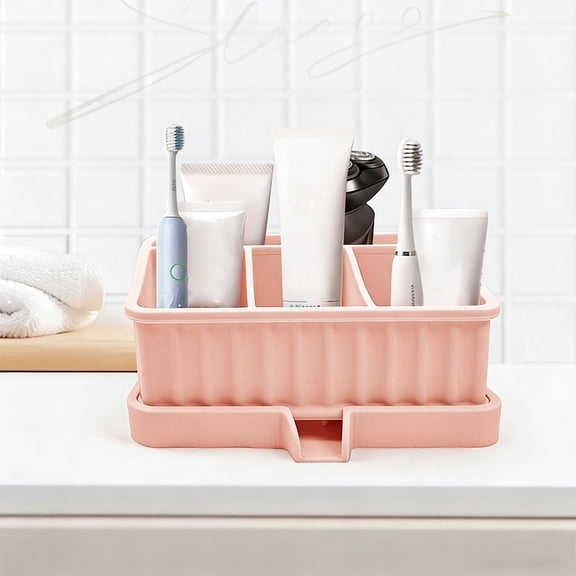 Silicone Bathroom Storage Rack, BPA-Free Toothbrush Holder, Anti-Slip Makeup & Toiletries Caddy, Waterproof FDA Approved for Home Vanity