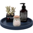 thumbnail image 1 of Silicone Bathroom Tray Round Kitchen Counter Organizer Decorative Vanity Accessories Coffee Table Decor for Perfume, Candle, Soap Dish, 10 Inch, Dark Blue, 1 of 13