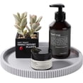 thumbnail image 1 of Silicone Bathroom Tray Round Kitchen Counter Organizer Decorative Vanity Accessories Coffee Table Decor for Perfume, Candle, Soap Dish, 9 Inch, Light Grey, 1 of 14