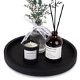 thumbnail image 1 of Silicone Bathroom Tray Round Vanity Tray Decorative Soap Holder Kitchen Countertop Organizer Coffee Table Decor for Candle, Perfume, Plant, 9 Inch, Black, 1 of 9
