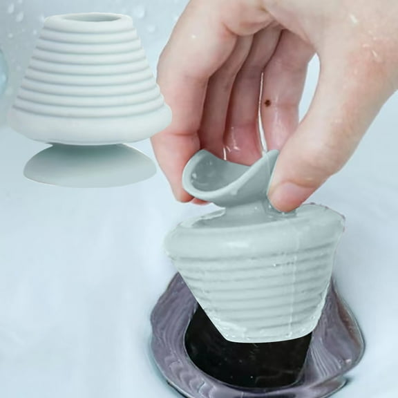 Silicone Bathtub Stopper Plug - Non- Drain Cover for Bathroom Tubs & Sinks - Watertight Seal with Suction Cup - Universal Fit Anti-Odor Bath Drain Stopper