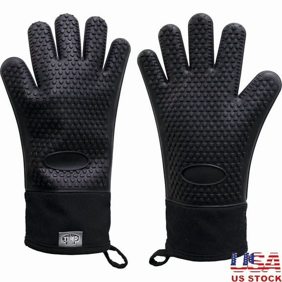 Silicone Bbq Cooking Gloves Heat Resistant Non-Slip Long Sleeve Gauntlet Gloves