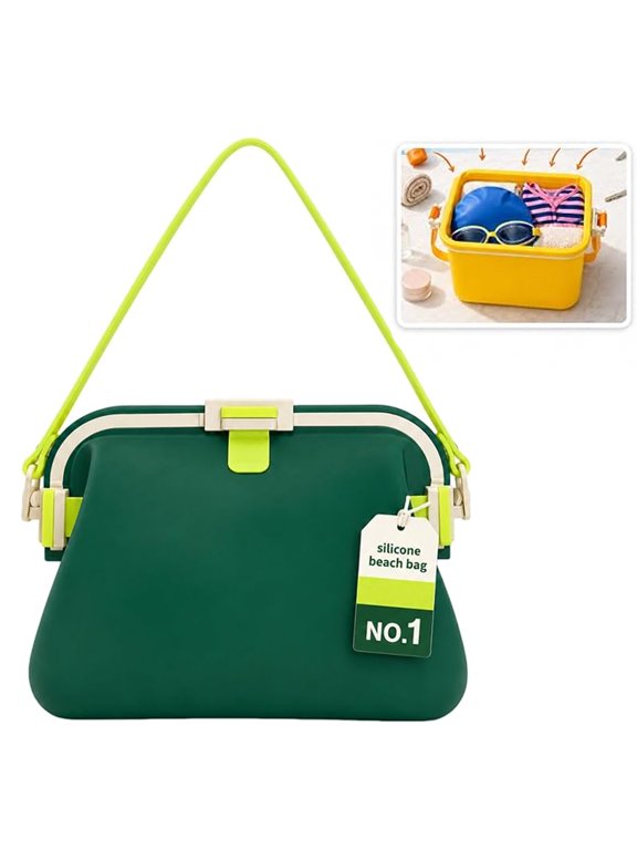 Silicone Beach Bag, Beach Tote Bags, Waterproof Multipurpose Swimming Pouches, Foldable Summer Handbag