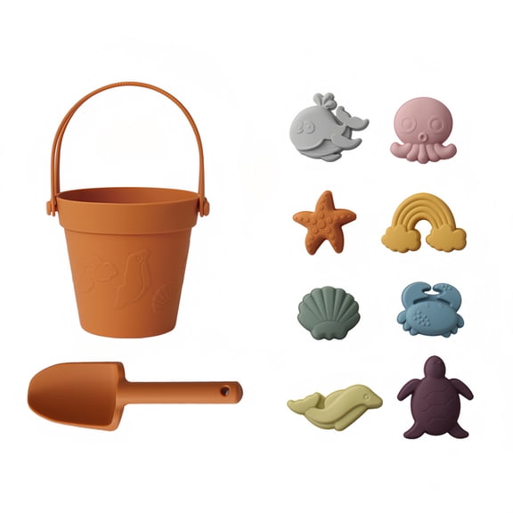 Silicone Air-filled Decorative Sphere Set with Bucket for Adults , Shovel & 8 Ocean Molds - Macaron Color Sand Kit for Indoor and Outdoor Garden Activities