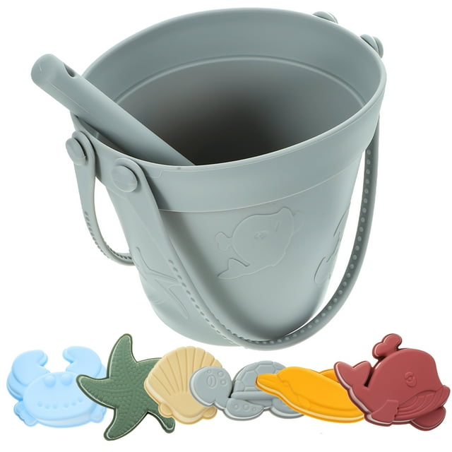 Silicone Beach Toys Sand Bucket Ocean Themed Children’s Travel Kids Playset Summer
