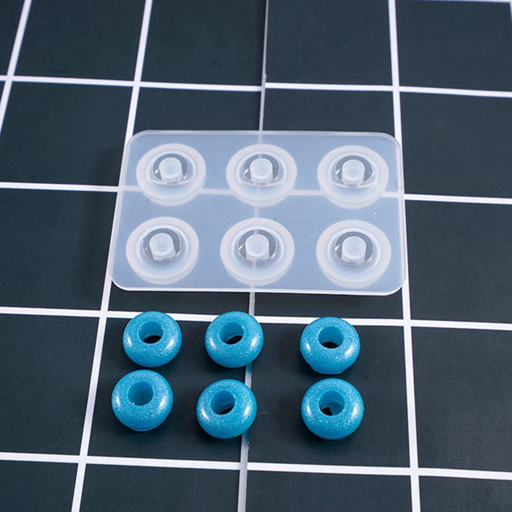 Silicone Bead Molds Resin Casting Molds For UV Resin Epoxy Resin Jewelry Making Round White 6.1x4.1x0.7cm Hole: 5mm Inner Size: 11mm Silicone