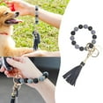 thumbnail image 1 of Silicone Beaded Bracelet Keychain with PU Tassel Wristlet Key Holder, 1 of 7