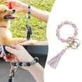 thumbnail image 1 of Silicone Beaded Bracelet Keychain with PU Tassel Wristlet Key Holder, 1 of 7