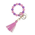 thumbnail image 1 of Silicone Beaded Bracelet Wrist Keychain Hanging Ornament European PU Tassel Hand Chain & Key Ring Womens Key Fob, 1 of 8