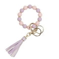 thumbnail image 1 of Silicone Beaded Bracelet Wrist Keychain Hanging Ornament European PU Tassel Hand Chain & Key Ring Womens Key Fob, 1 of 8