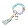 thumbnail image 1 of Silicone Beaded Keychain Wristlet Key Ring Bracelet With Leather Tassel Stylish Accessory For Women Handbag Car Keys, 1 of 8