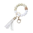 thumbnail image 1 of Silicone Beaded Keychain Wristlet Key Ring Bracelet With Leather Tassel Stylish Accessory For Women Handbag Car Keys, 1 of 8