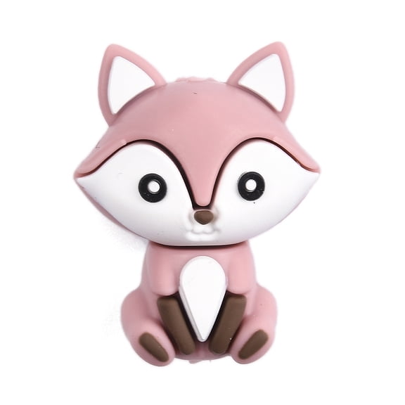 Silicone Beads Fox Pink 30x23x16.5mm Hole: 2mm Silicone