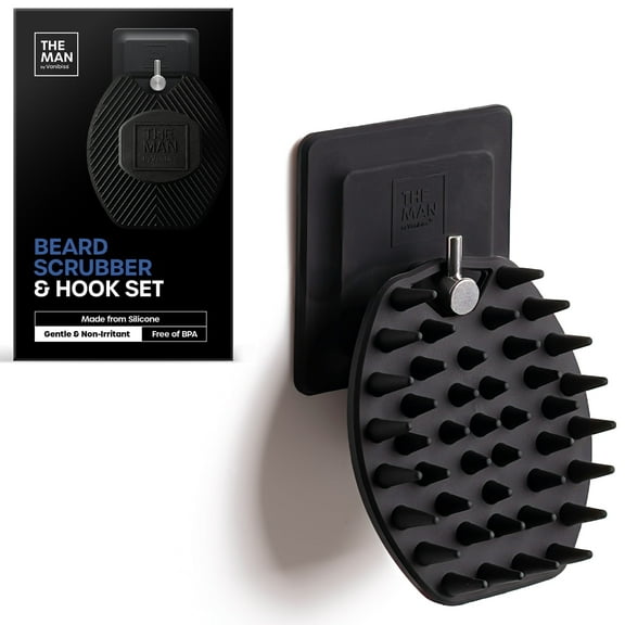The Man Silicone Beard Scrubber for Men, Anti-Slip, Beard Brush Scrubber with Hook