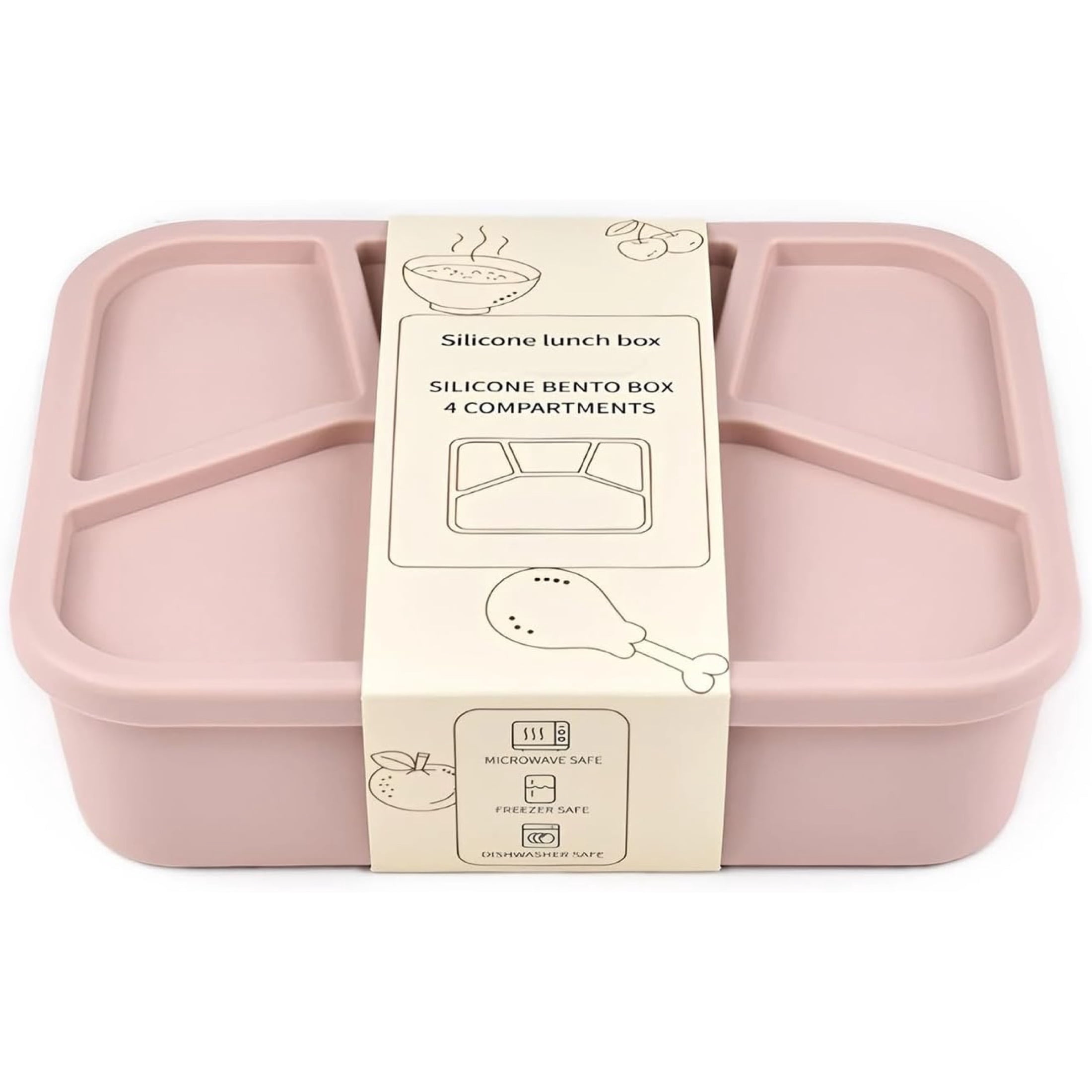 Silicone Bento Lunch Box for Adults, 40.6 fl oz, 4 Compartments ...