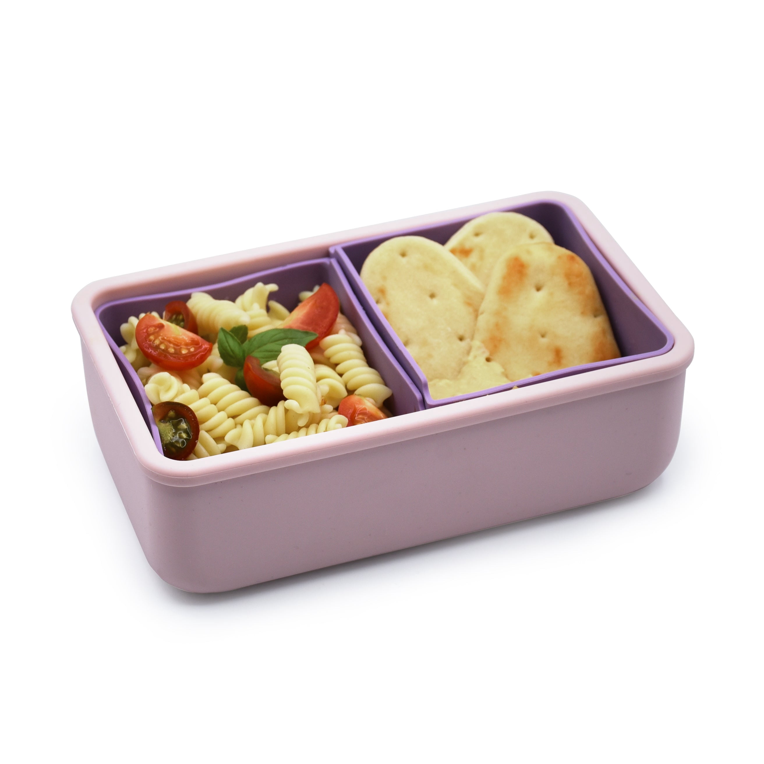 Melii Silicone Bento Box Food Storage Container, Pink & Purple