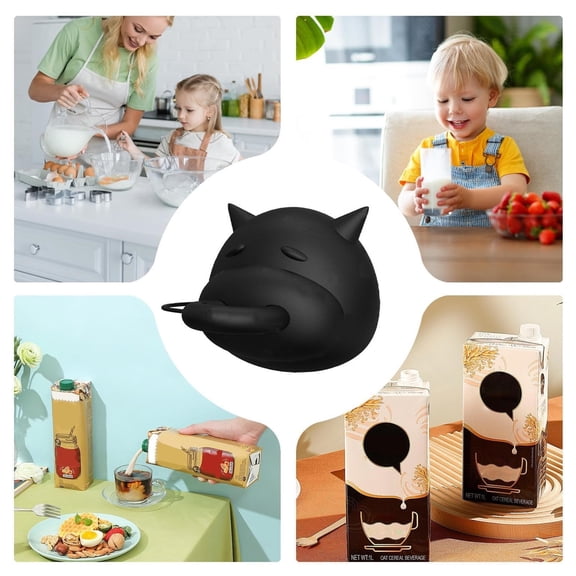 Silicone Beverage Carton Closure Rotatable Cow Shaped Lid for Baby Milk Bottle Protector Home Kitchen Camping Travel