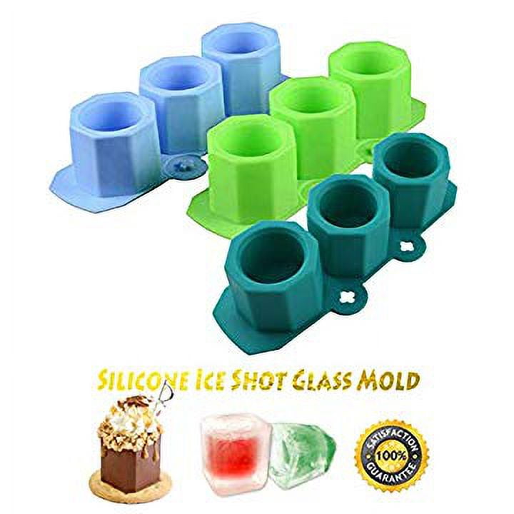 2 X Round Ice Shot Glasses Cube Tray 4 Cup Plastic Mold Cool Jello