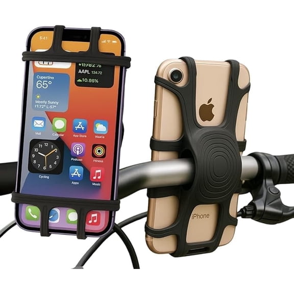 RIDEL Universal Silicone Bike Phone Holder with Adjustable Strap for Handlebar - Fits 3"-6" Devices