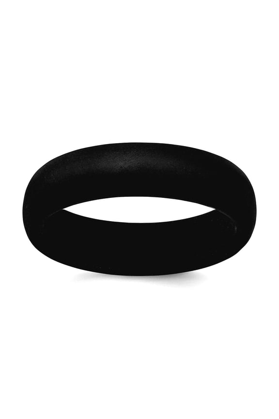 Silicone Black 5.7mm Domed Band Size 6 Ring for Women and Men - .8 Grams