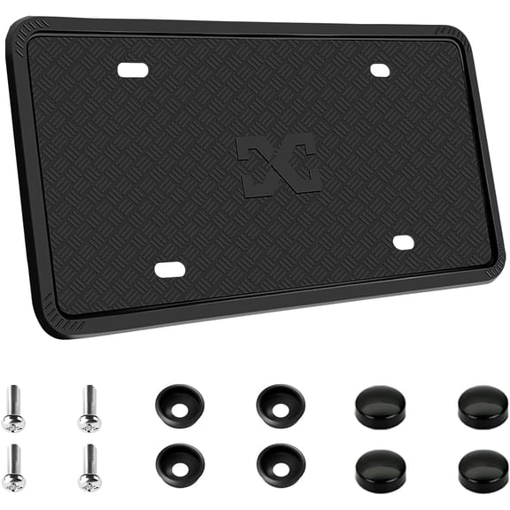 Silicone Black License Plate Frame Covers 1 Pack- Front and Back Car Plate Bracket Holders. Rust-Proof, Rattle-Proof, Weather-Proof (Black)