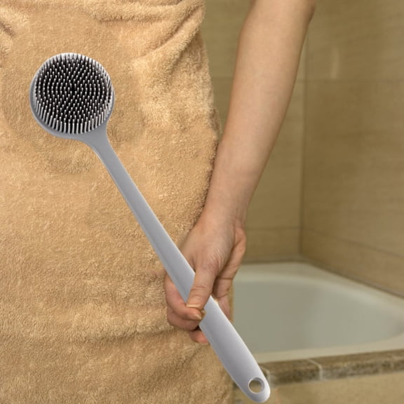 Silicone Body Long Handle Back For Shower Srush Back Brush Body Exfoliator Shower Nozzle,Grey,Silica Gel