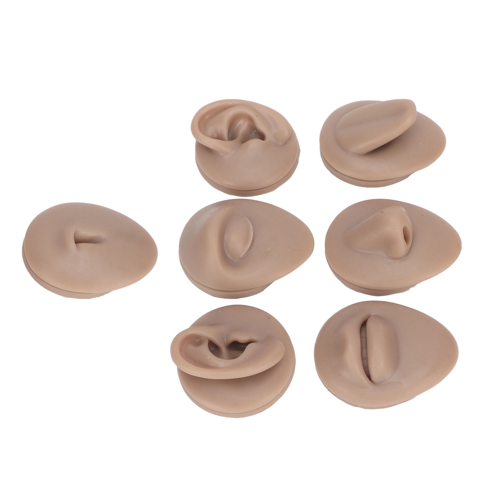 Silicone Body Piercing Practice Model, Dark Skin Tone, Realistic Ear Eye Nose Mouth Tongue Belly Button Model for Novice Piercers, Simulation Training Tool for Perfecting Piercing Techniques