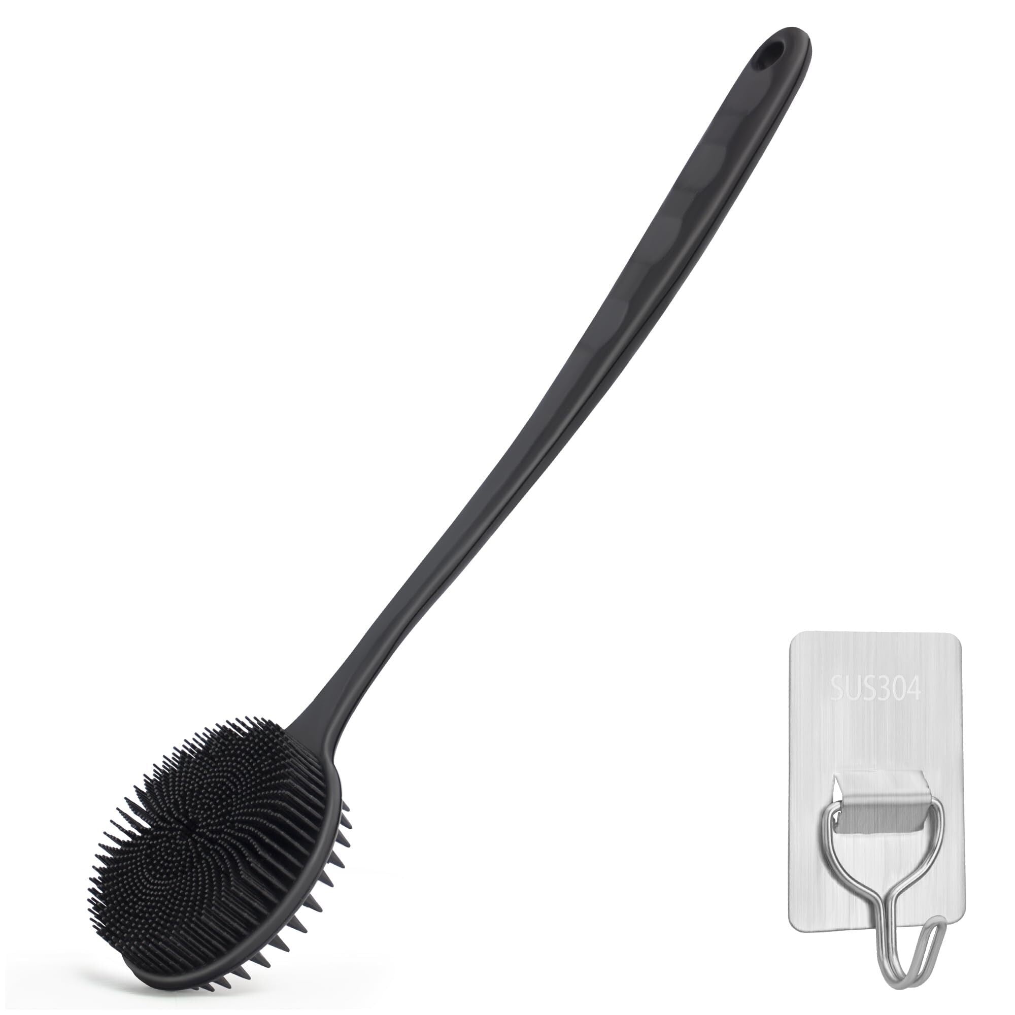 Silicone Body Scrubber with Long Handle - Men's Double-Sided Back Brush ...